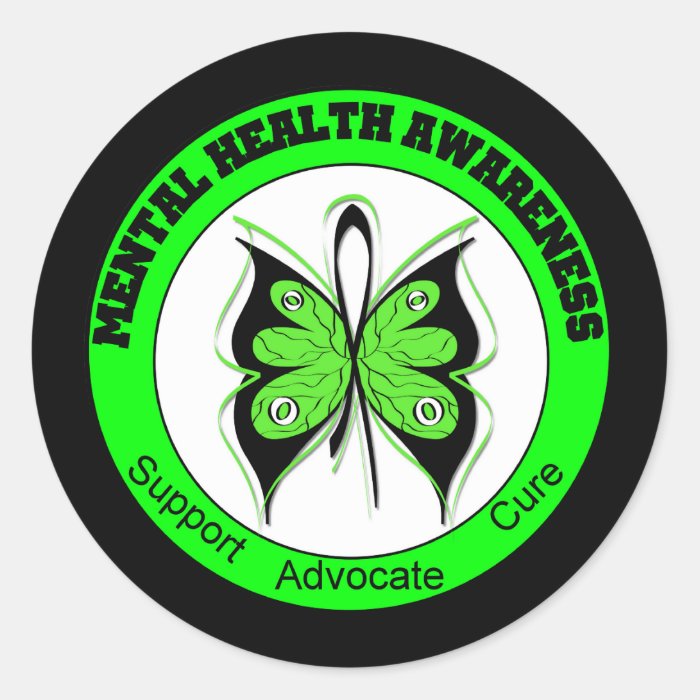 Butterfly Circle Mental Health Awareness Round Stickers