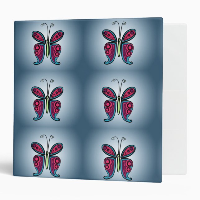Butterfly Classic Round Sticker Ceramic Ornament 3 Ring Binder (Front/Inside)