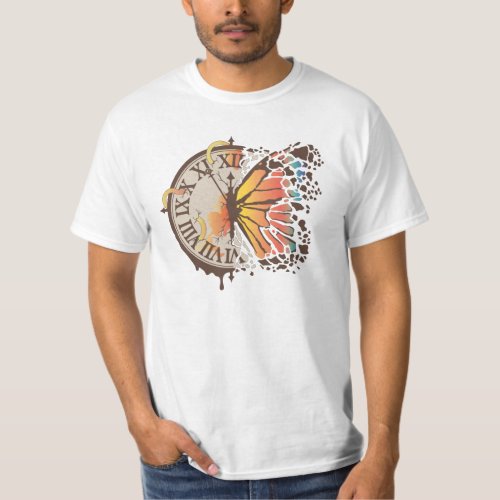 Butterfly Clock Animals Tee T_Shirt Design