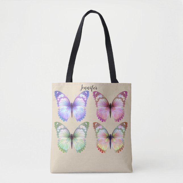 Butterfly Cloth Tote Bag Custom Name Personalize (Front)