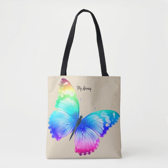 Butterfly Cloth Tote Market Bag Personalize Name (Front)