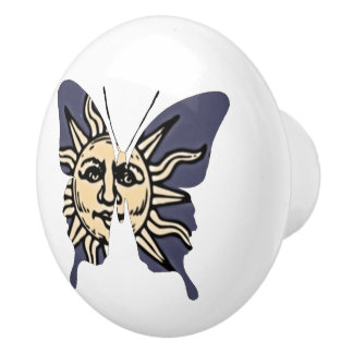 Butterfly Collage Celestial Sun Ceramic Knob