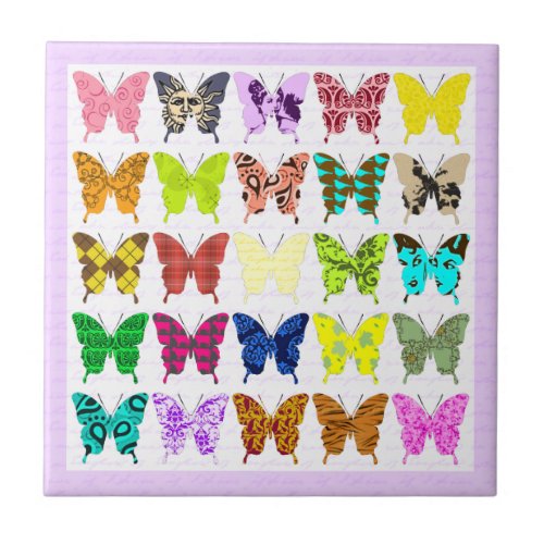 Butterfly Collage Ceramic Tile