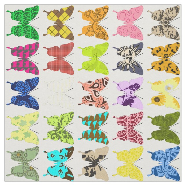 Butterfly Collage Fabric (Swatch)