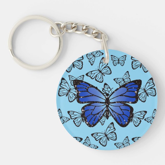 Butterfly Collage Glittery Design Keychain (Front)