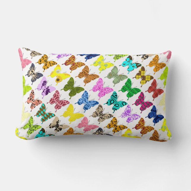 Butterfly Collage Lumbar Pillow (Front)