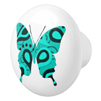 Butterfly Collage Paisley Ceramic Knob
