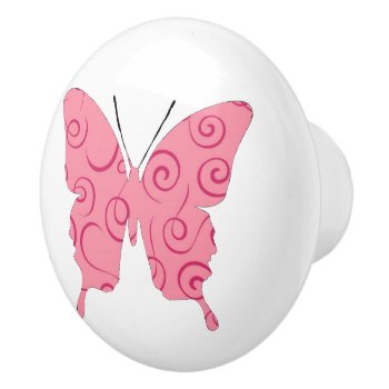 Butterfly Collage Rosy Swirls Ceramic Knob by Victoreeah at Zazzle