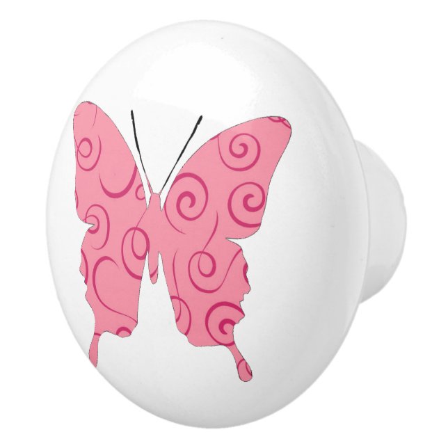 Butterfly Collage Rosy Swirls Ceramic Knob (Right)