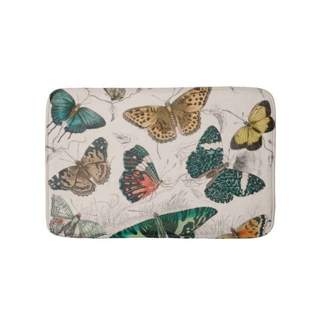 Butterfly Collection Antique Butterflies Bath Mat (Front)