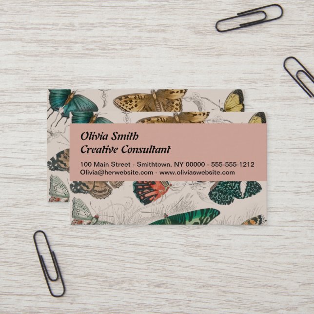 Butterfly Collection Antique Butterflies Business Card (Front/Back In Situ)
