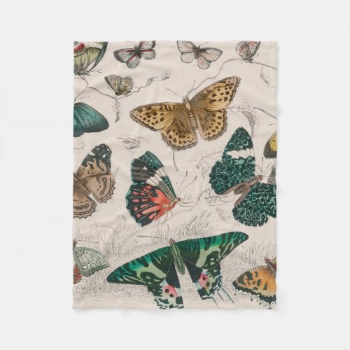 Butterfly Collection Antique Butterflies Fleece Blanket