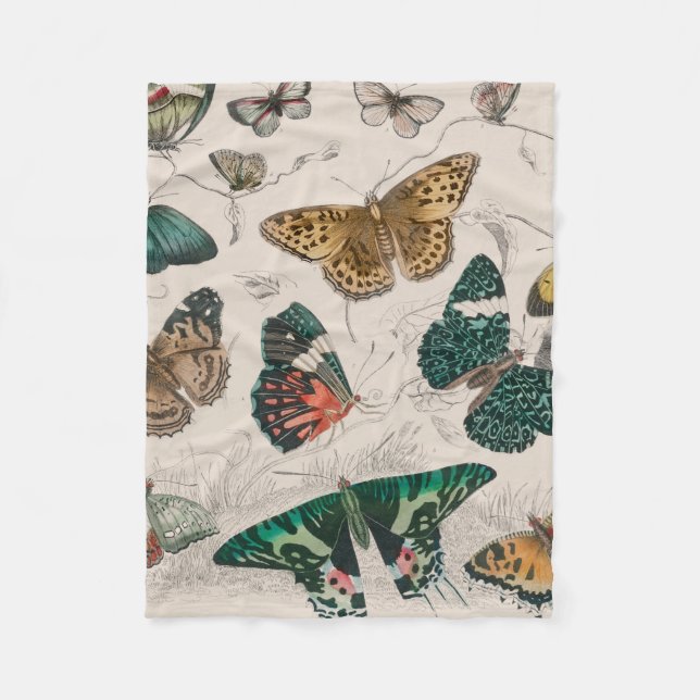 Butterfly Collection Antique Butterflies Fleece Blanket (Front)