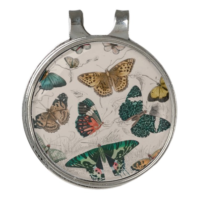 Butterfly Collection Antique Butterflies Golf Hat Clip (Front)