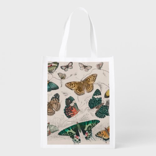 Butterfly Collection Antique Butterflies Grocery Bag