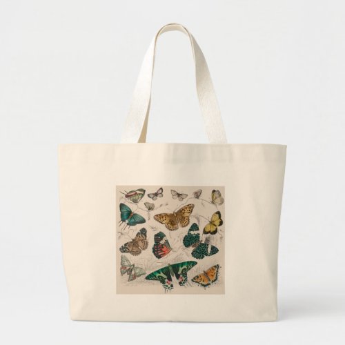 Butterfly Collection Antique Butterflies Large Tote Bag