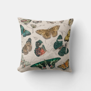 Butterfly Collection Antique Butterflies Throw Pillow