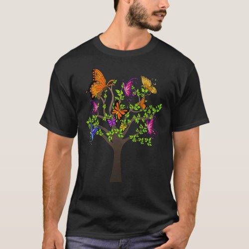 Butterfly Collection Nature Tree Entomologist Butt T_Shirt
