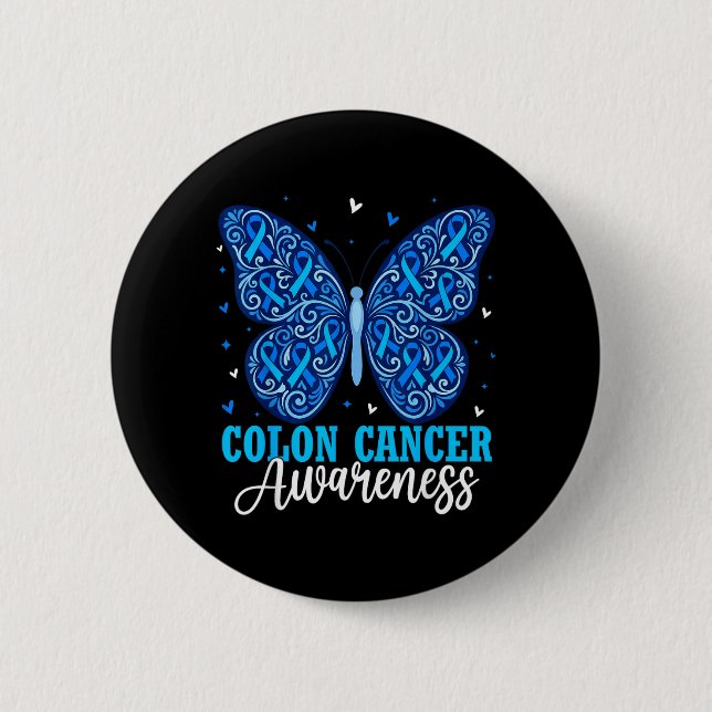 Butterfly Colon Cancer Awareness Month Survivor Button (Front)