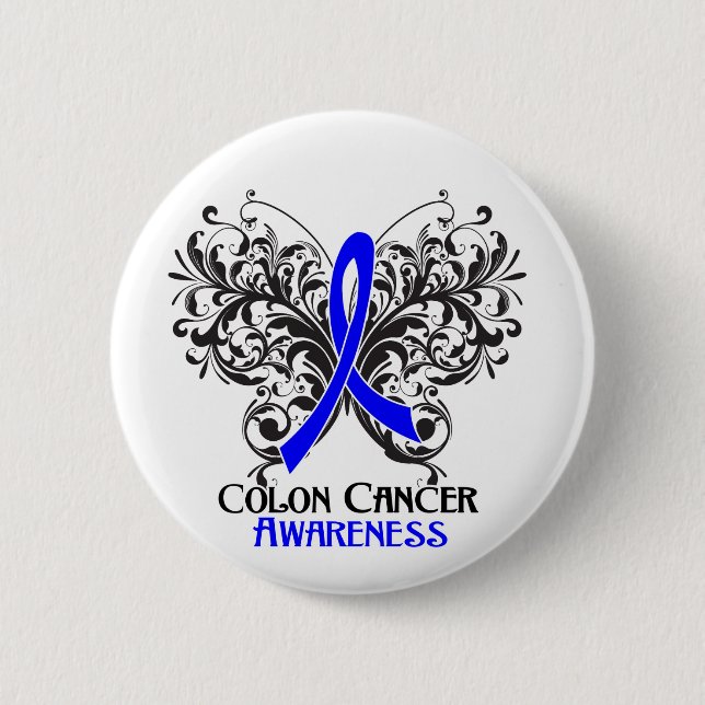 Butterfly Colon Cancer Awareness Pinback Button (Front)