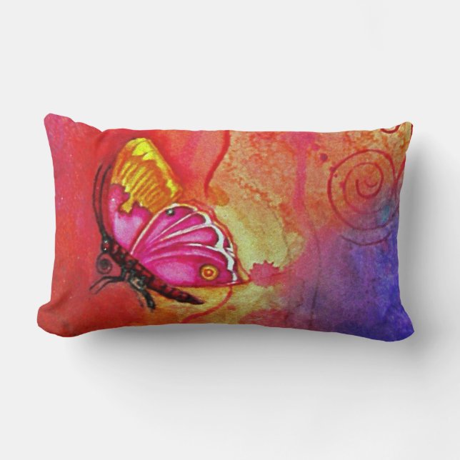 Butterfly Color Blast Light Lumbar Pillow (Front)