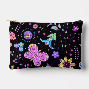 Butterfly Colorful And Flower Cute Accessory Pouch