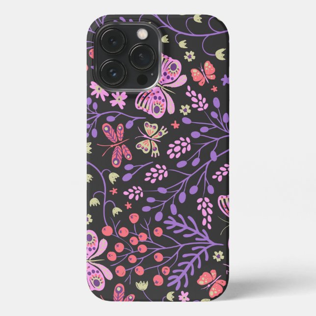 Butterfly Colorful And Flowers Rose cute  iPhone Case (Back)