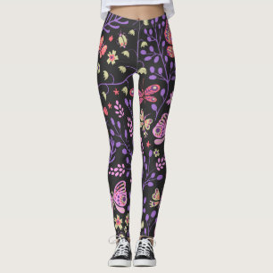 Butterfly Colorful And Flowers Rose cute Leggings