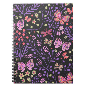 Butterfly Colorful And Flowers Rose cute Notebook