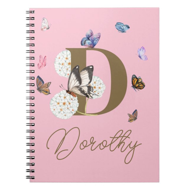 Butterfly Colorful Floral Personalized Gift Notebook (Front)
