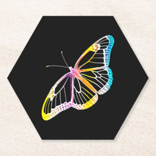 Butterfly Colorful Monarch Rainbow Drawing Paper Coaster