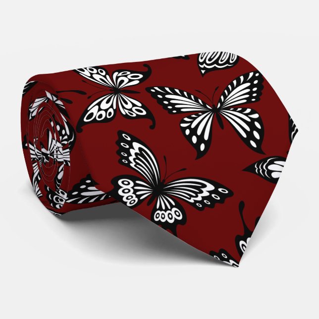  Butterfly colorful Pattern  Neck Tie (Rolled)