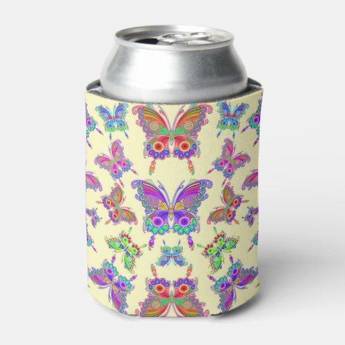 Butterfly Colorful Tattoo Style Can Cooler