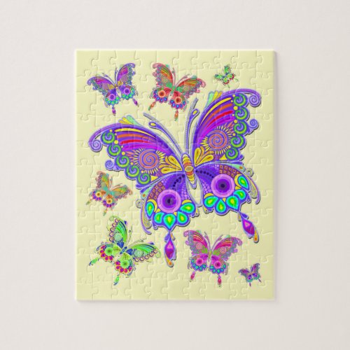 Butterfly Colorful Tattoo Style Jigsaw Puzzle