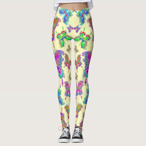 Butterfly Colorful Tattoo Style Leggings