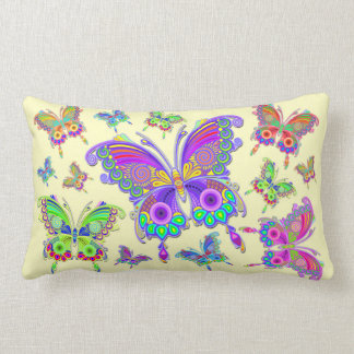 Butterfly Colorful Tattoo Style Lumbar Pillow