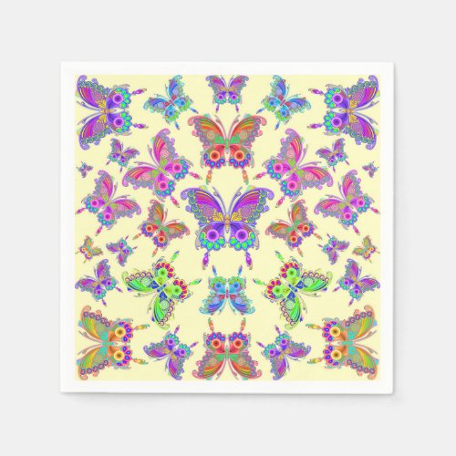 Butterfly Colorful Tattoo Style Paper Napkins