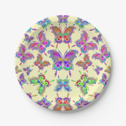 Butterfly Colorful Tattoo Style Paper Plates