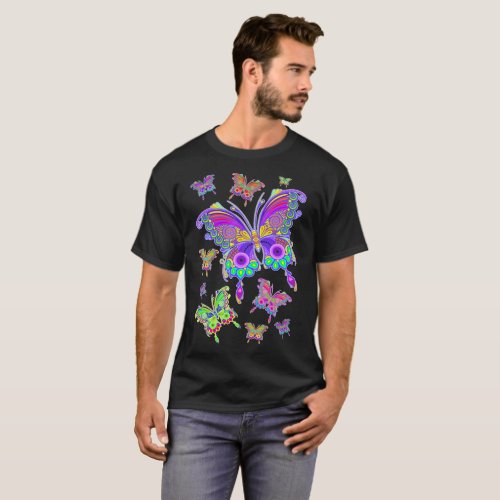 Butterfly Colorful Tattoo Style T_Shirt