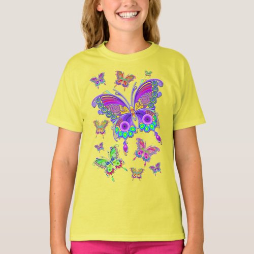 Butterfly Colorful Tattoo Style T_Shirt