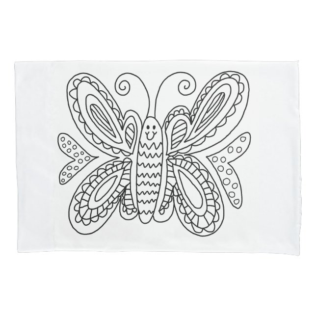 Butterfly Coloring DIY Doodle Pillowcase (Front)