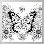 Butterfly Coloring Pages For Adults Poster