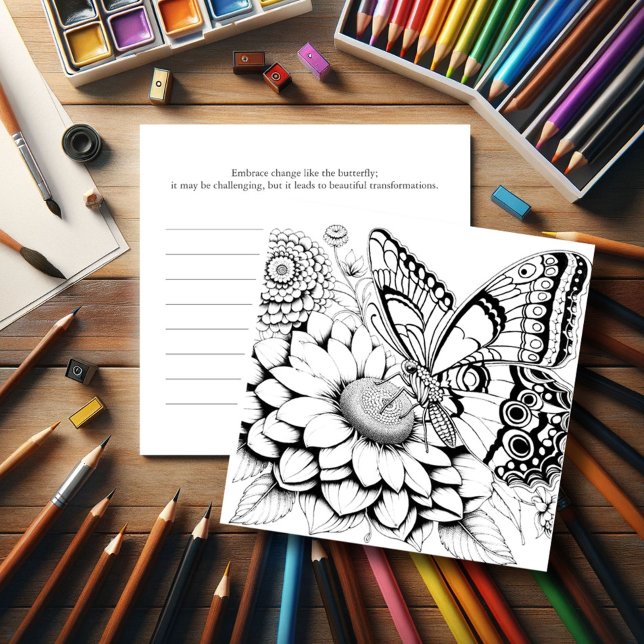Butterfly Coloring Pages with Journal Invitation (Butterfly coloring pages with journal for adult women.)