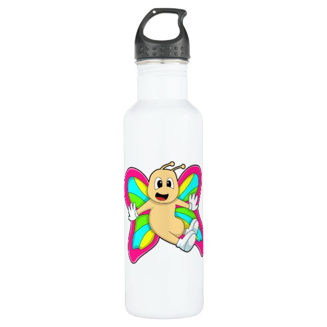 Butterfly colourful stainless steel water bottle (Front)