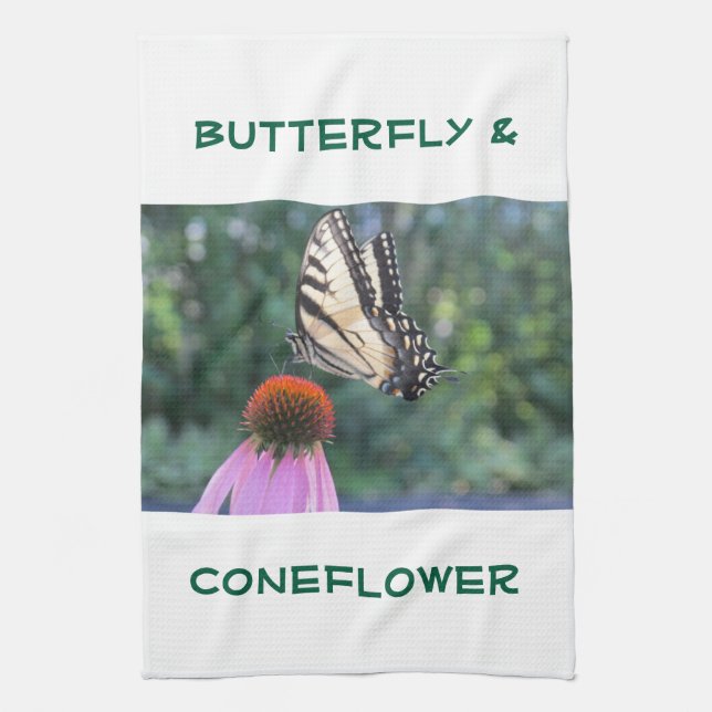 Butterfly & Coneflower Kitchen Towel (Vertical)