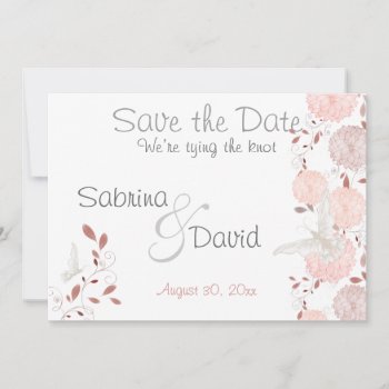 Butterfly Coral Chrysanthemums  Save The Date by Wedding_Trends at Zazzle