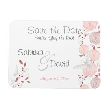 Butterfly Coral Chrysanthemums Save The Date Magnet by Wedding_Trends at Zazzle