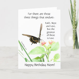 Butterfly, Corinthians 13:13, Mom Birthday Card