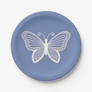 Butterfly, Cornflower Blue Butterflies Wedding Paper Plates