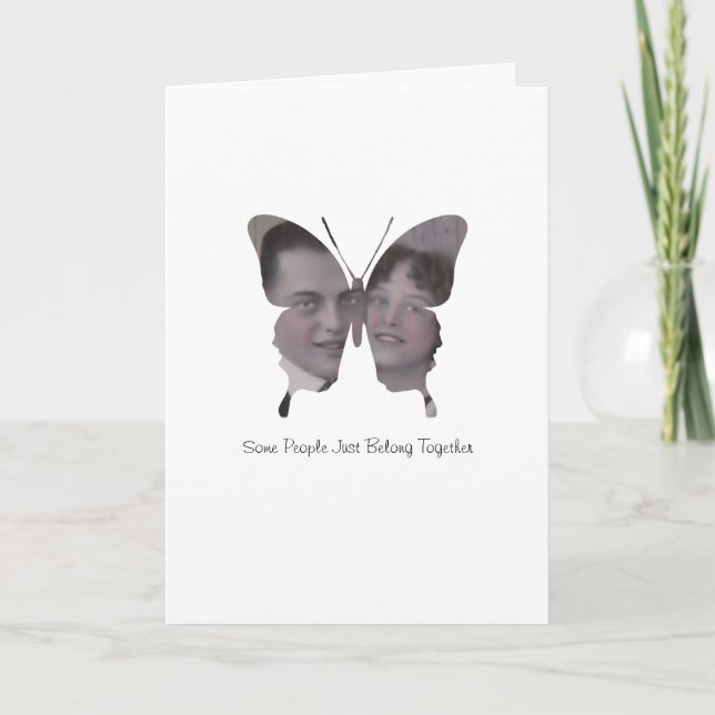 Butterfly Couple Custom Photo Anniversary Love Card (Front)